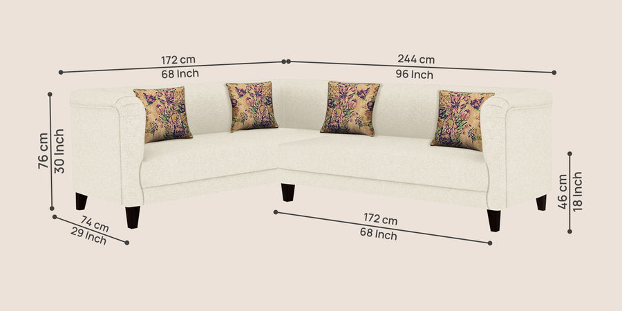 Niki Fabric Corner Sofa In Ivory Cream Colour - Febonic Living