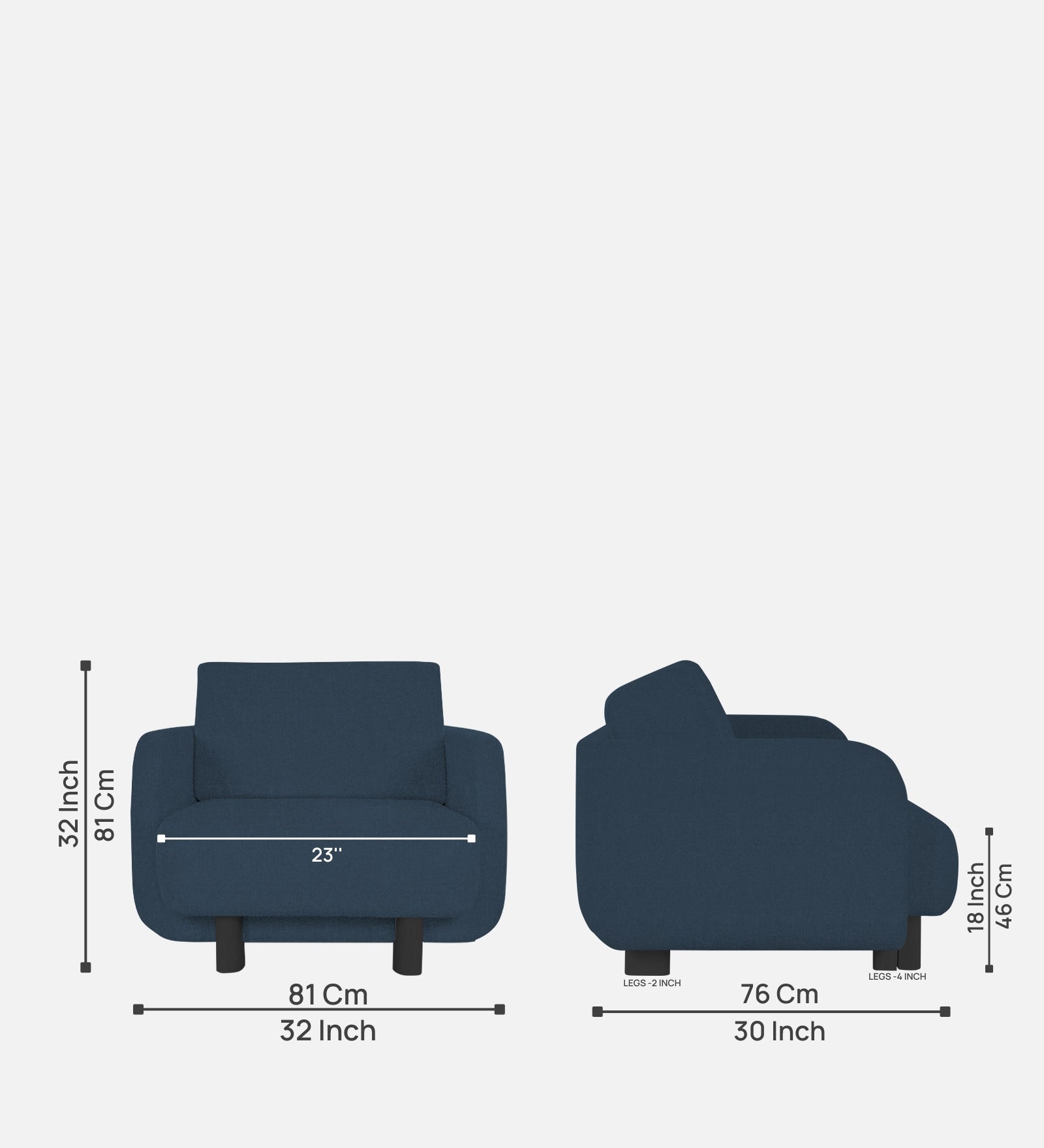 Varu Fabric 1 Seater Sofa In  Light Blue Colour - Febonic Living