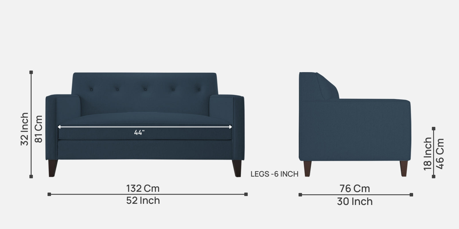 Miller Fabric 2 Seater Sofa in Light Blue Colour