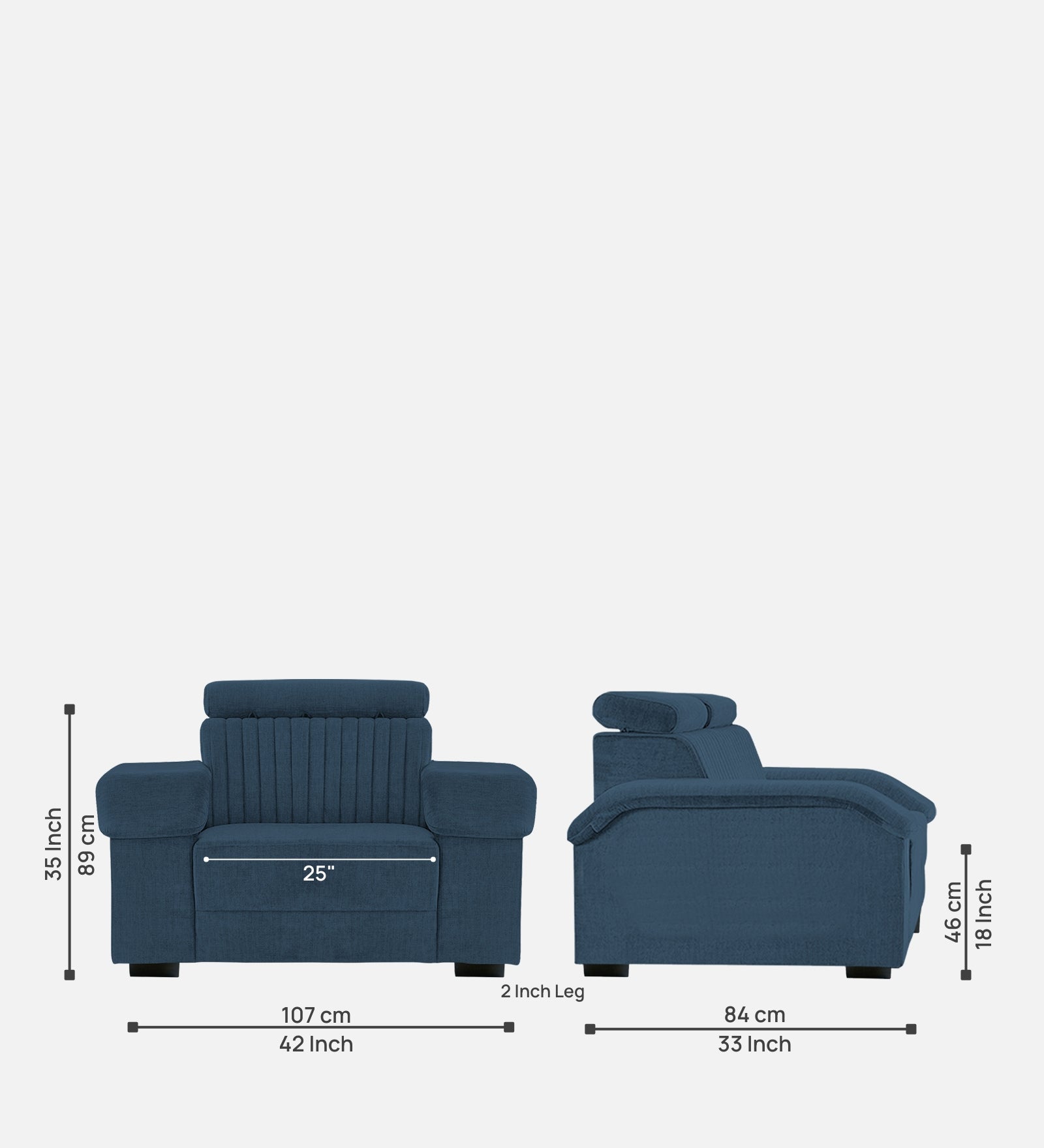 Draco Fabric 1 Seater Sofa In  Light Blue Colour - Febonic Living