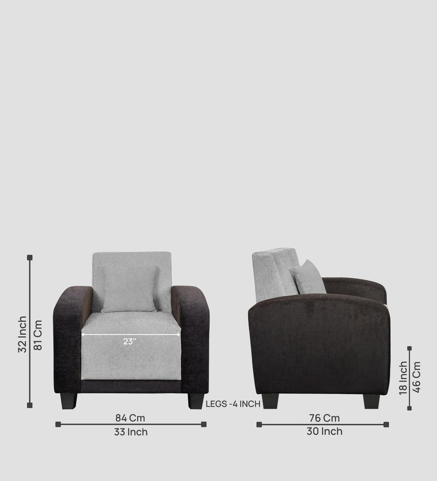 Alex Fabric 1 Seater Sofa In Lit Grey Colour - Febonic Living