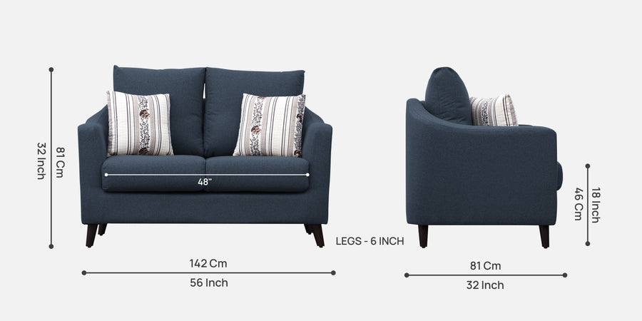 Kevin Fabric 2 Seater Sofa In Light Blue Colour - Febonic Living