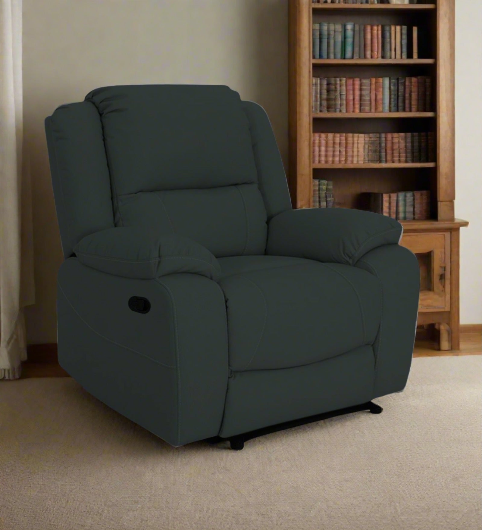 Adley Fabric Manual 1 Seater Recliner In Duby Grey Colour