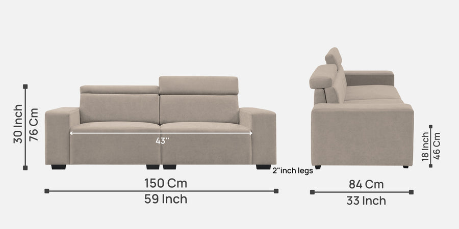 Hiro Fabric 2 Seater Sofa In Oat Beige Colour - Febonic Living