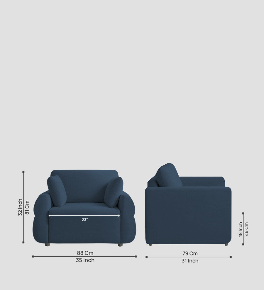 Jack Fabric 1 Seater Sofa In Light Blue Colour - Febonic Living
