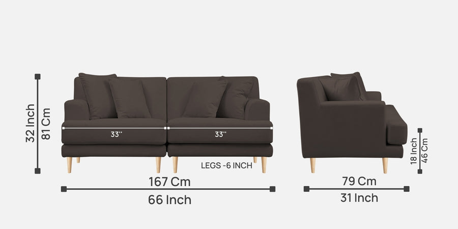 Woody Fabric 2 Seater Sofa In Lito Brown Colour - Febonic Living