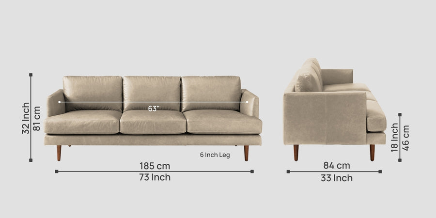 Sterio Leatherette 3 Seater Sofa In Marble Beige Colour - Febonic Living