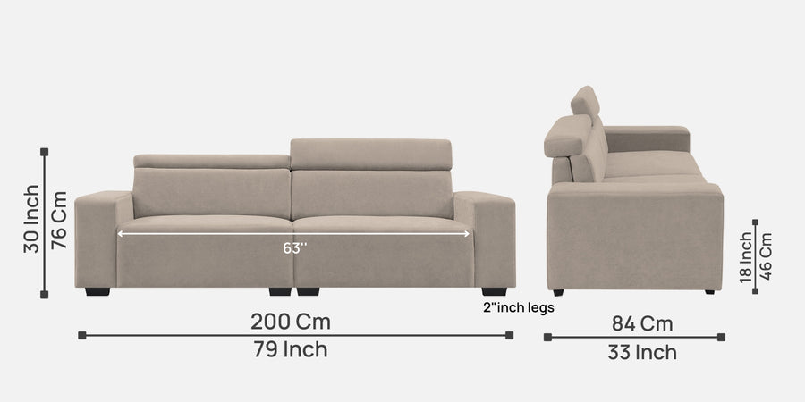 Hiro Fabric 3 Seater Sofa In Oat Beige Colour - Febonic Living
