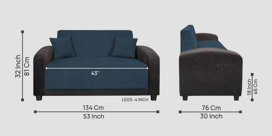 Alex Fabric 2 Seater Sofa In Light Blue Colour - Febonic Living