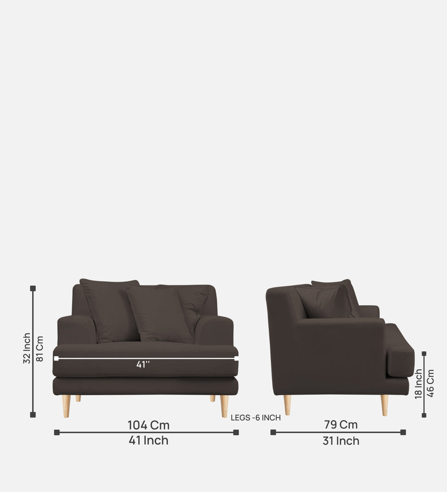 Woody Fabric 1 Seater Sofa In Lito Brown Colour - Febonic Living