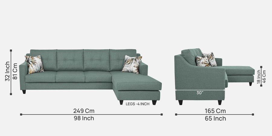Welly Fabric Lhs Sectional Sofa 3 Lounger In Suka Blue Colour - Febonic Living