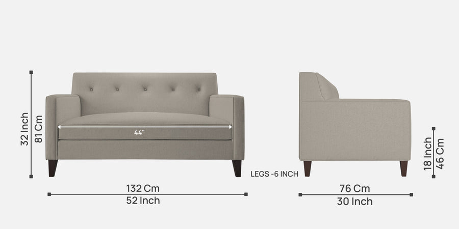 Miller Fabric 2 Seater Sofa In Ash Grey Colour - Febonic Living