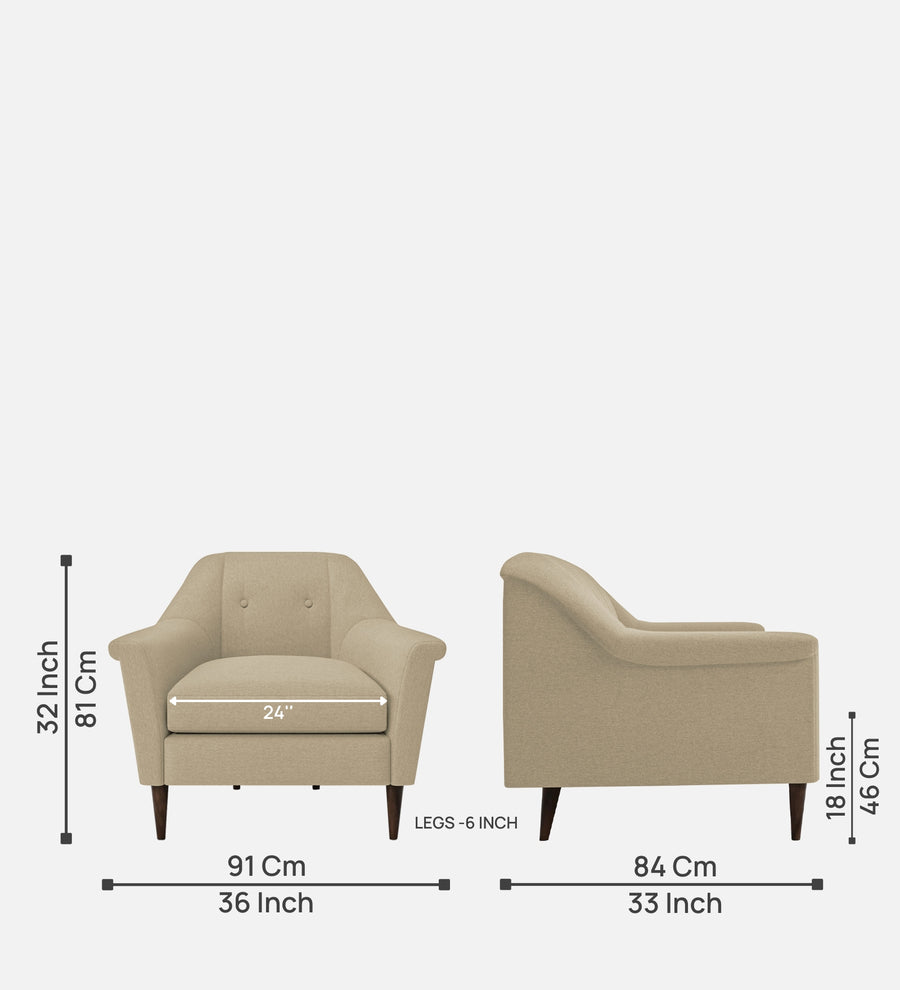 Homer Fabric 1 Seater Sofa In Honey Beige Colour - Febonic Living