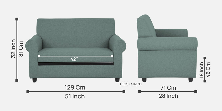 Ribby Fabric 2 Seater Sofa In Suka Blue Colour - Febonic Living