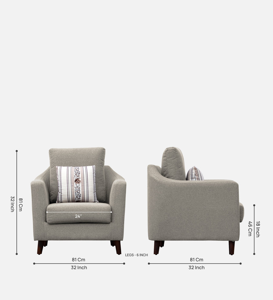 Kevin Fabric 1 Seater Sofa In Ash Grey Colour - Febonic Living