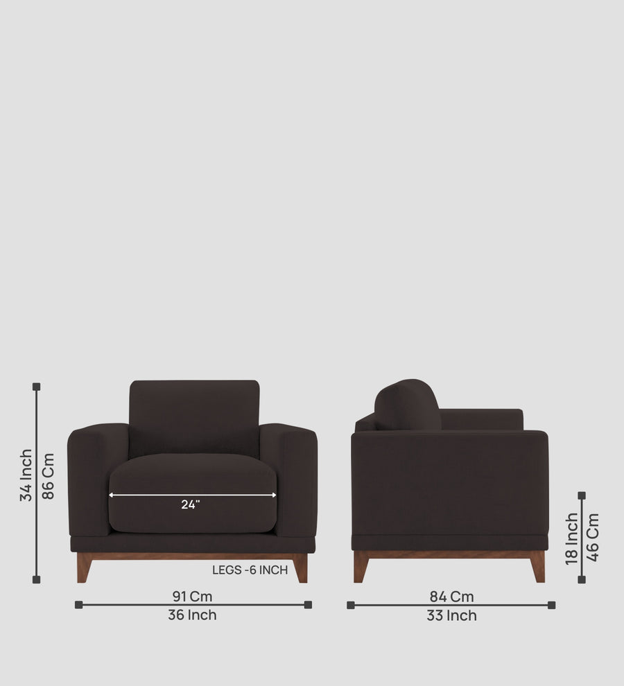 Esha Fabric 1 Seater Sofa In Pebble Brown Colour - Febonic Living