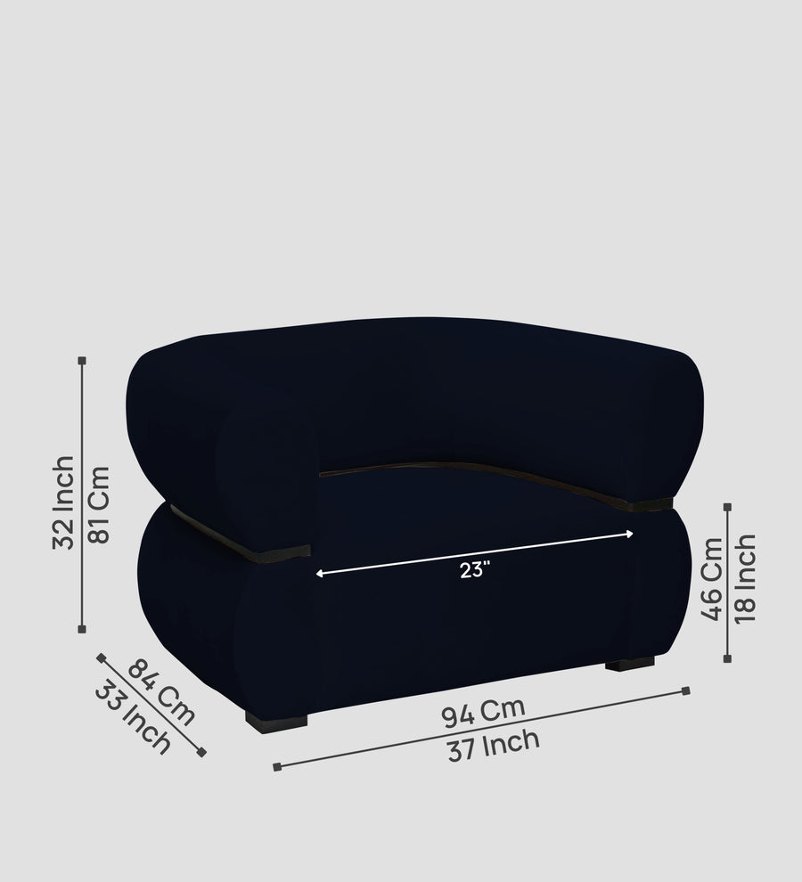 Kula Velvet 1 Seater Sofa In Dark Blue Colour - Febonic Living