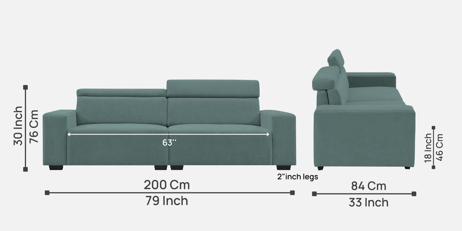 Hiro Fabric 3 Seater Sofa In Pista Green Colour - Febonic Living