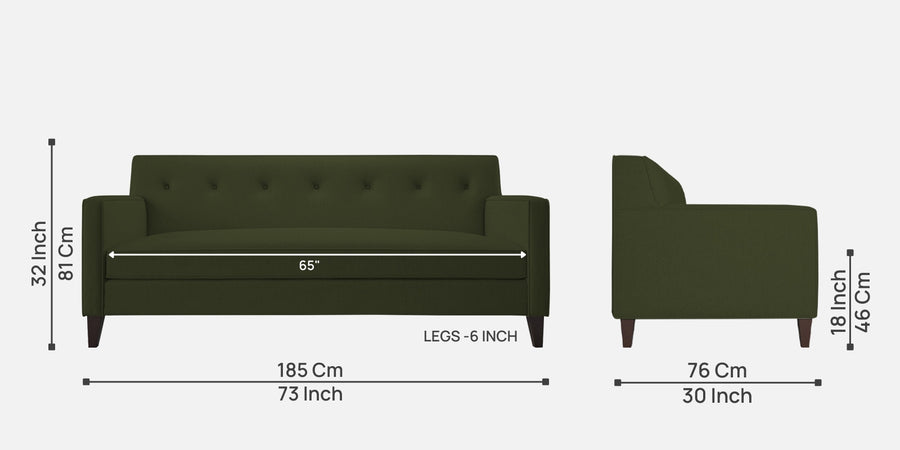 Miller Fabric 3 Seater Sofa In Olive Green Colour - Febonic Living