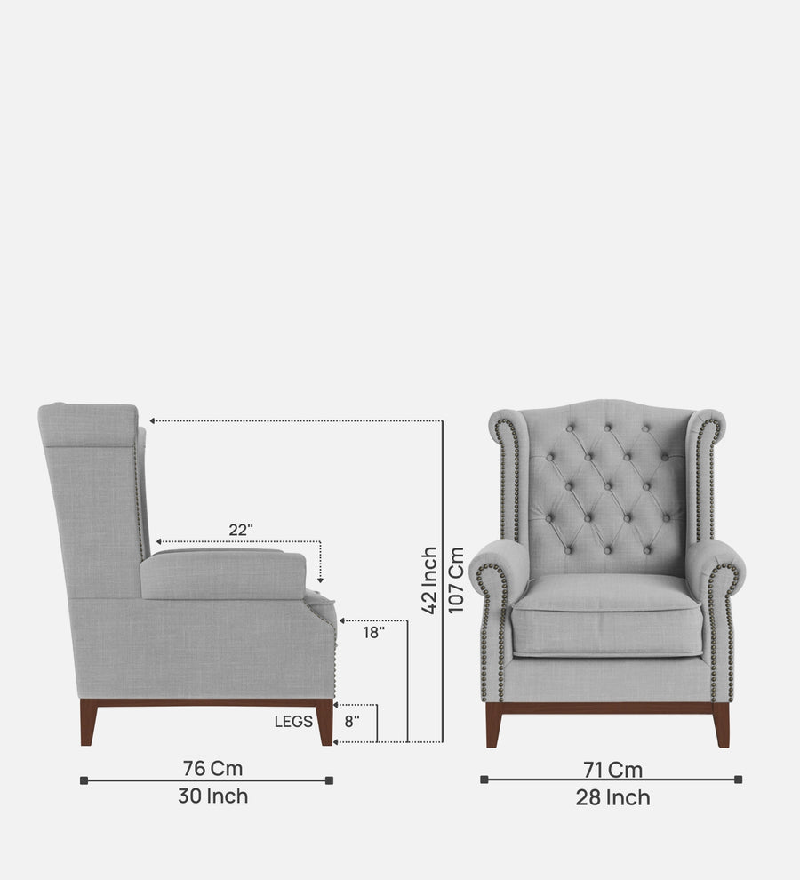 Nory Fabric Wing Chair In Lit Grey Colour - Febonic Living