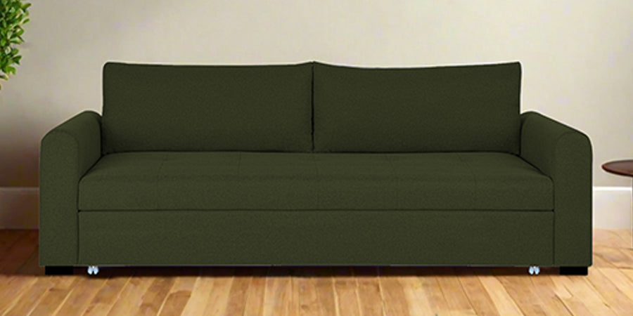 Sigma Fabric 3 Seater Pull Out Sofa Cum Bed In Olive Green Colour - Febonic Living
