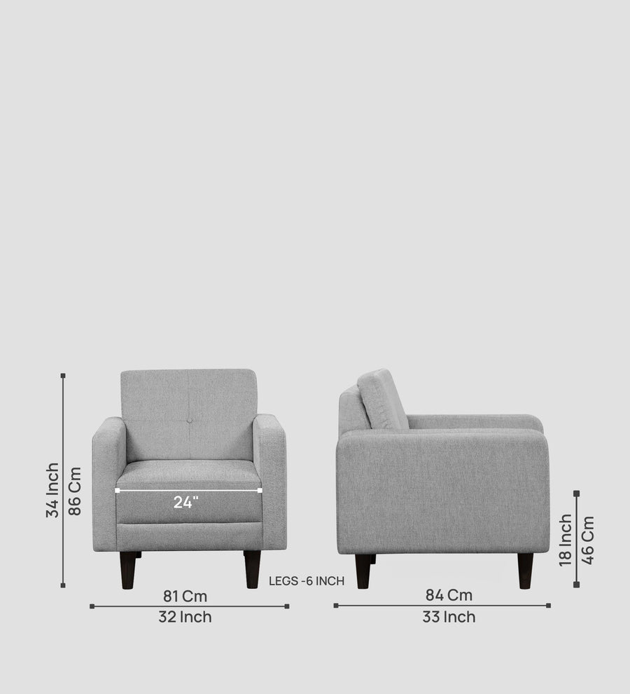 Noha Fabric 1 Seater Sofa In Lit Grey Colour - Febonic Living