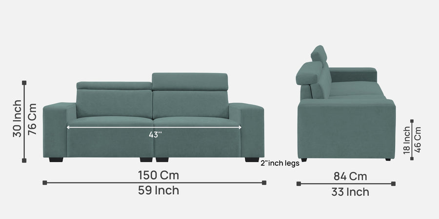 Hiro Fabric 2 Seater Sofa In Pista Green Colour - Febonic Living