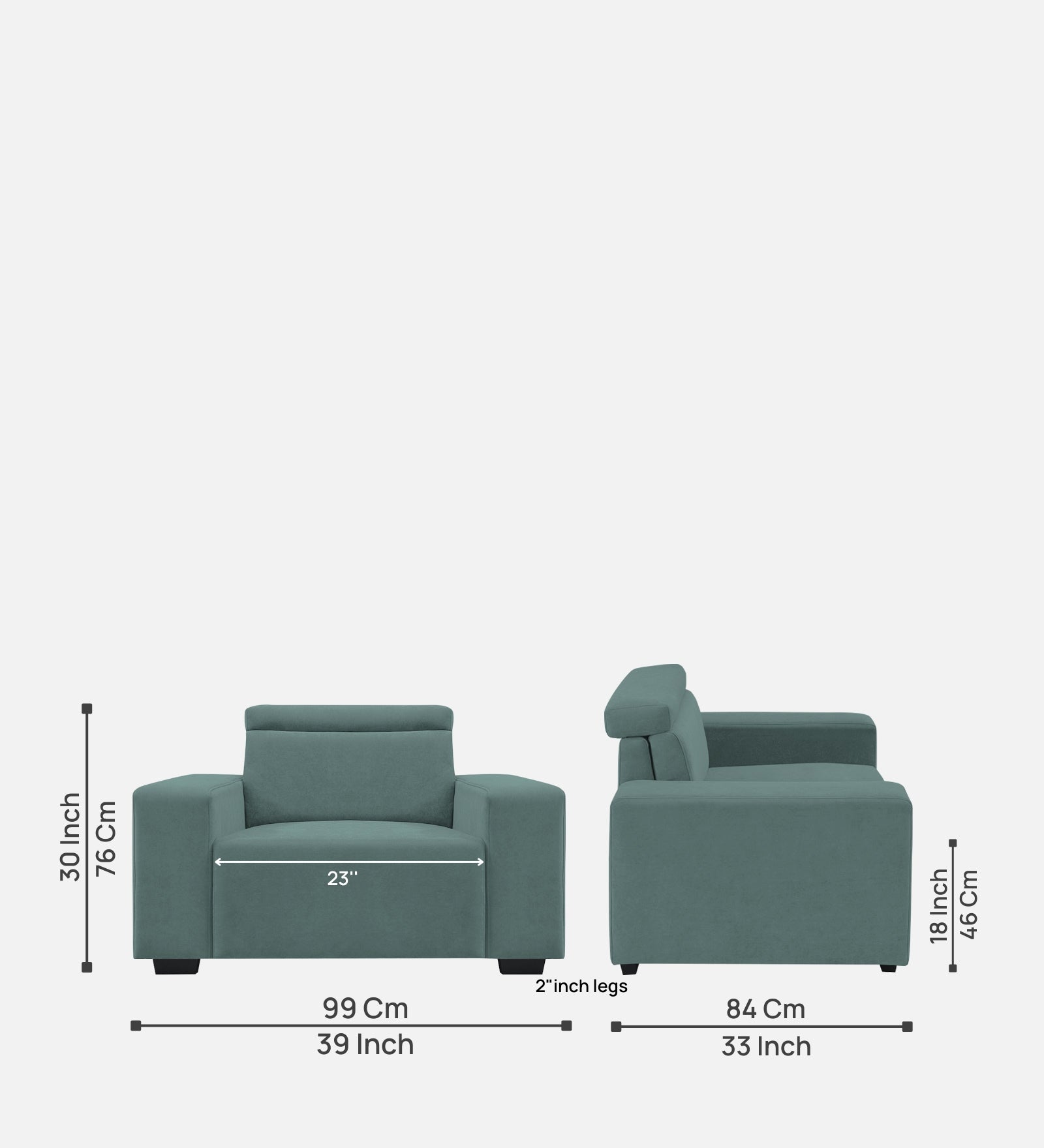 Hiro Fabric 1 Seater Sofa In  Pista Green Colour - Febonic Living