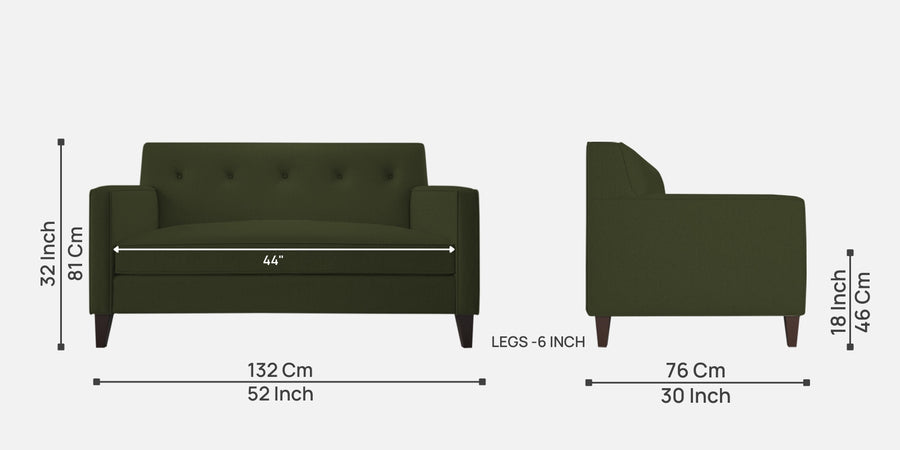 Miller Fabric 2 Seater Sofa In Olive Green Colour - Febonic Living