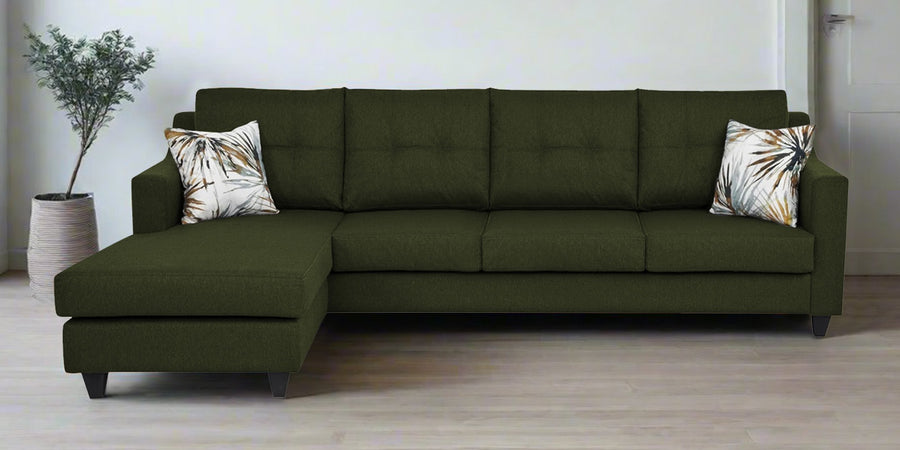 Welly Fabric Rhs Sectional Sofa 3 Lounger In Olive Green Colour - Febonic Living