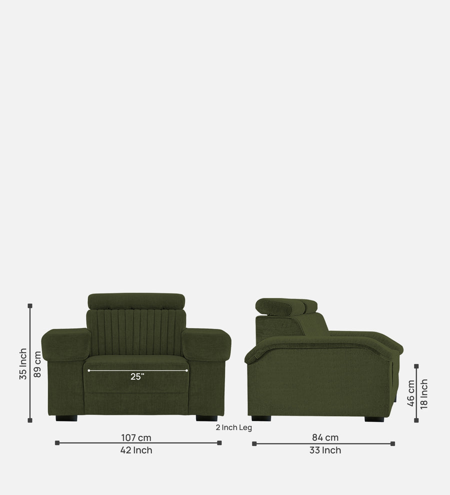 Draco Fabric 1 Seater Sofa In Olive Green Colour - Febonic Living
