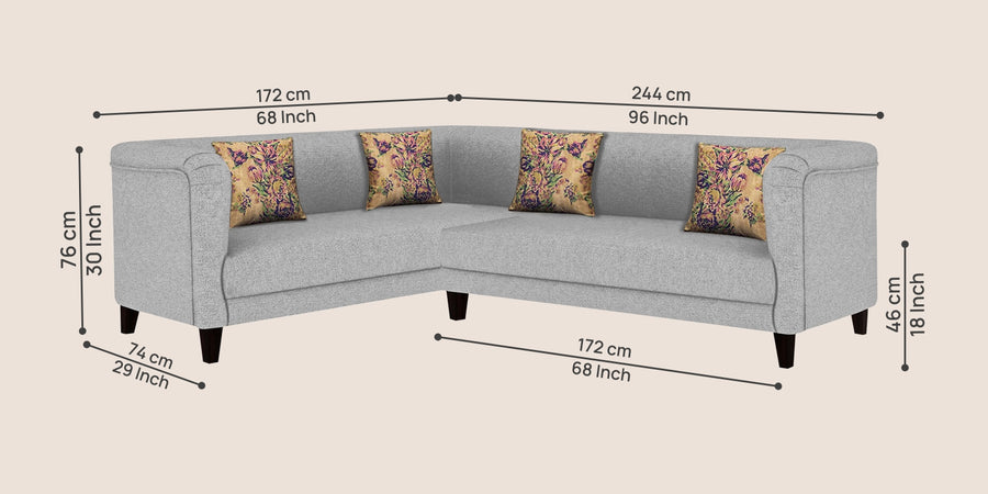 Niki Fabric Corner Sofa In Lit Grey Colour - Febonic Living