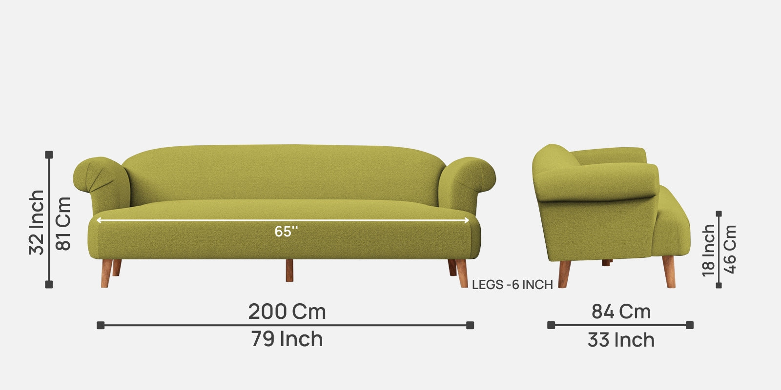 Barber Fabric 3 Seater Sofa in Kelly Green Colour