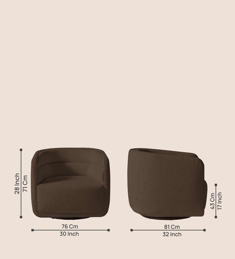 Ria Fabric Swivel Chair In Rosy Brown Colour - Febonic Living