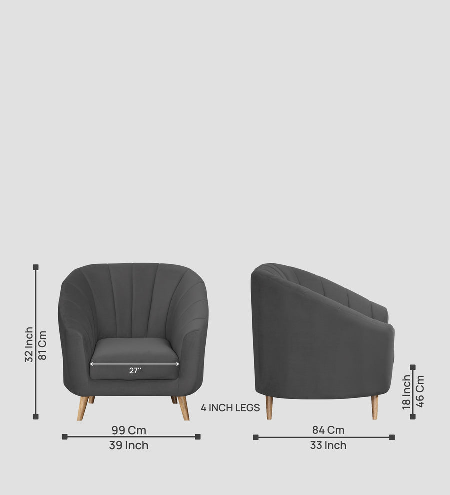 Kaylee Velvet 1 Seater Sofa In Davy Grey Colour - Febonic Living