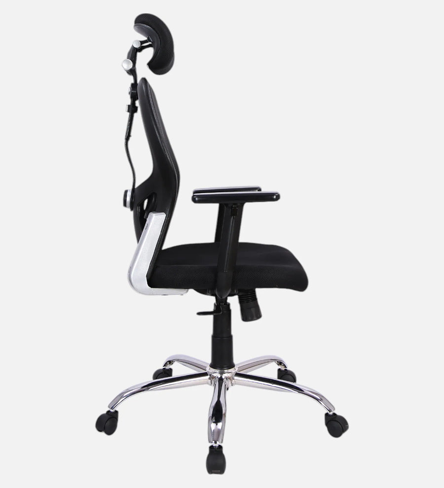 Foxy Breathable Mesh Ergonomic Chair With Adjustable Lumbar Support In Coco Black Colour - Febonic Living