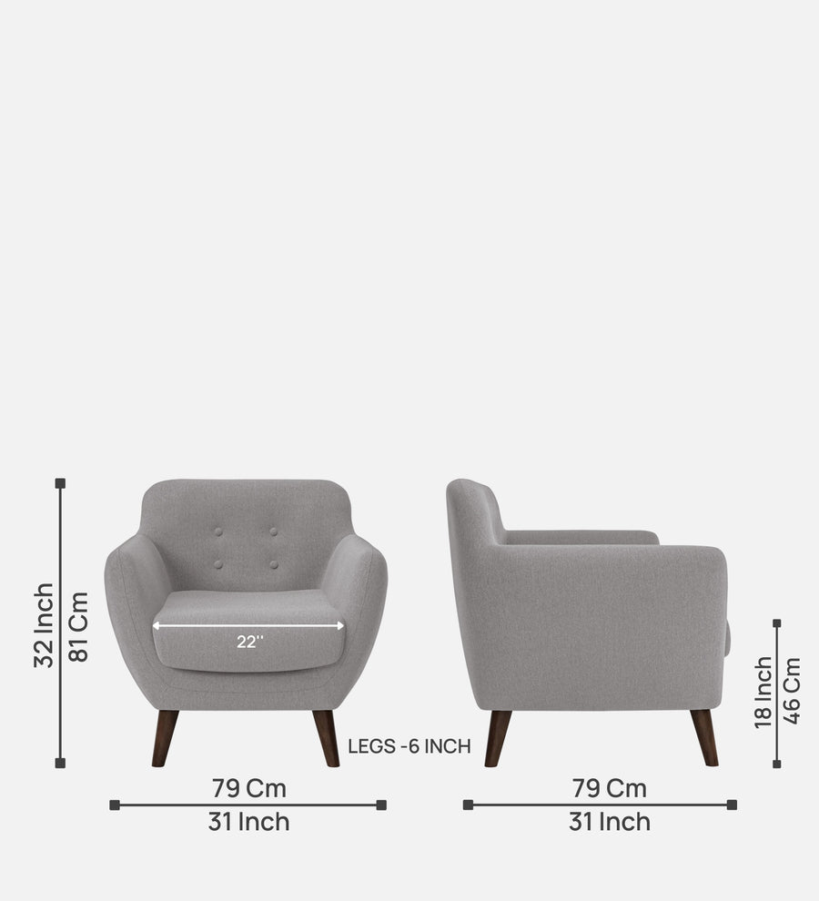 Goofy Fabric 1 Seater Sofa In Silver Grey Colour - Febonic Living