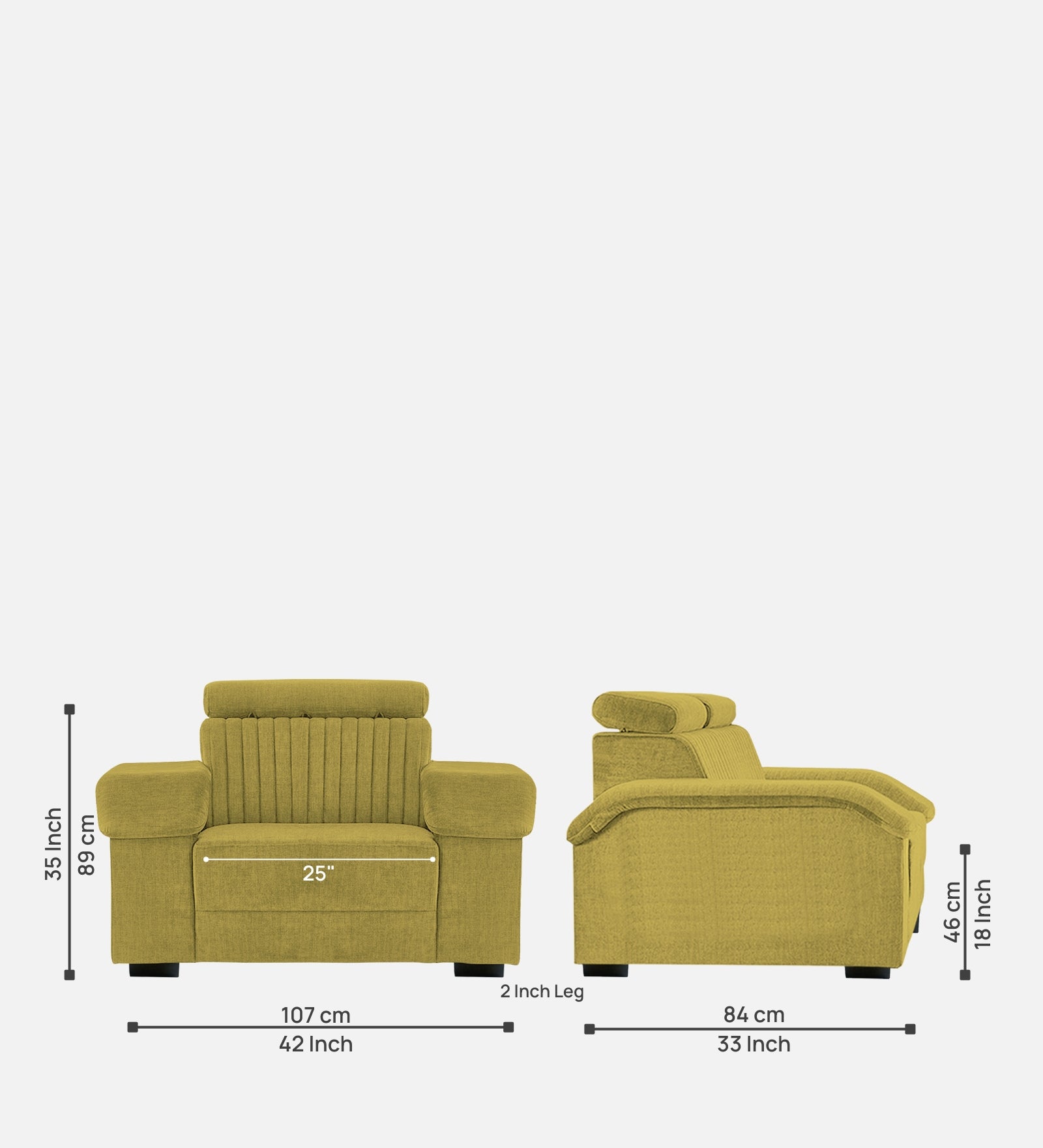 Draco Fabric 1 Seater Sofa In  Parrot Green Colour - Febonic Living