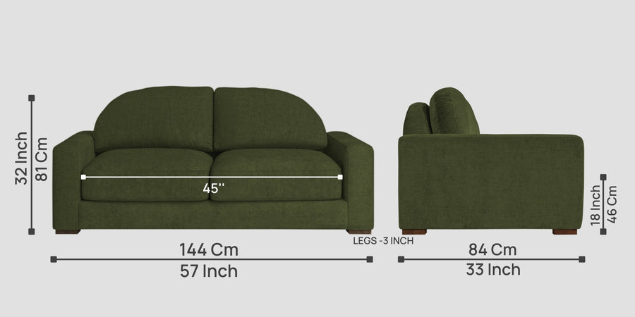Dara Fabric 2 Seater Sofa In Olive Green Colour - Febonic Living