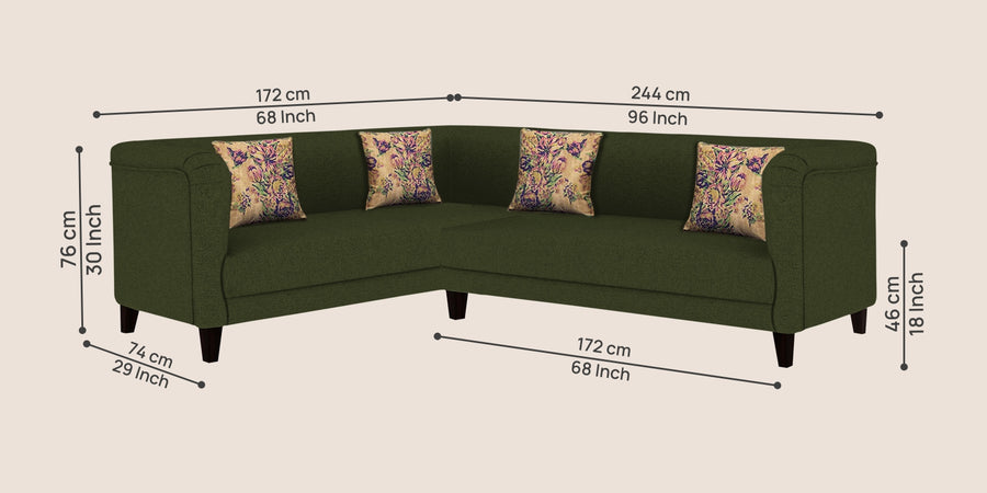 Niki Fabric Corner Sofa In Olive Green Colour - Febonic Living