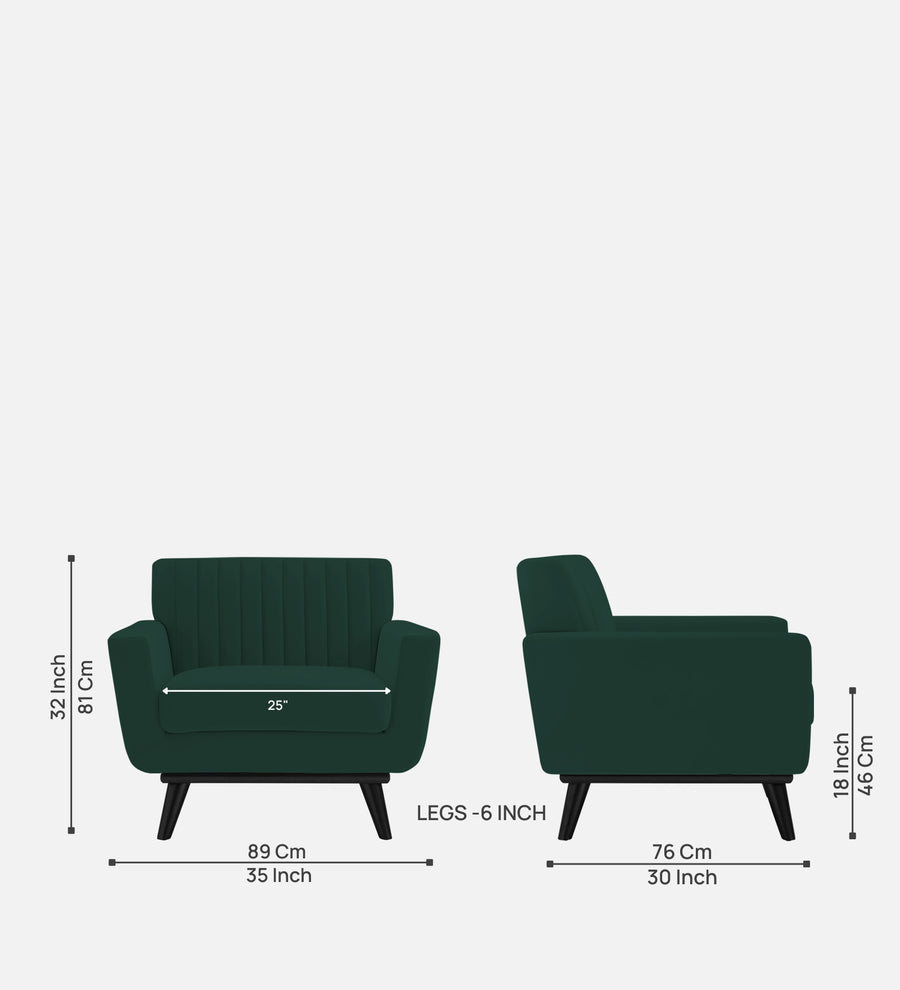 Tucker Velvet 1 Seater Sofa In Forest Green Colour - Febonic Living