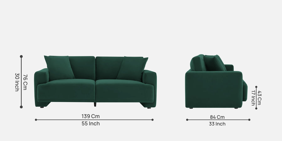 Kosta Velvet 2 Seater Sofa In Forest Green Colour - Febonic Living