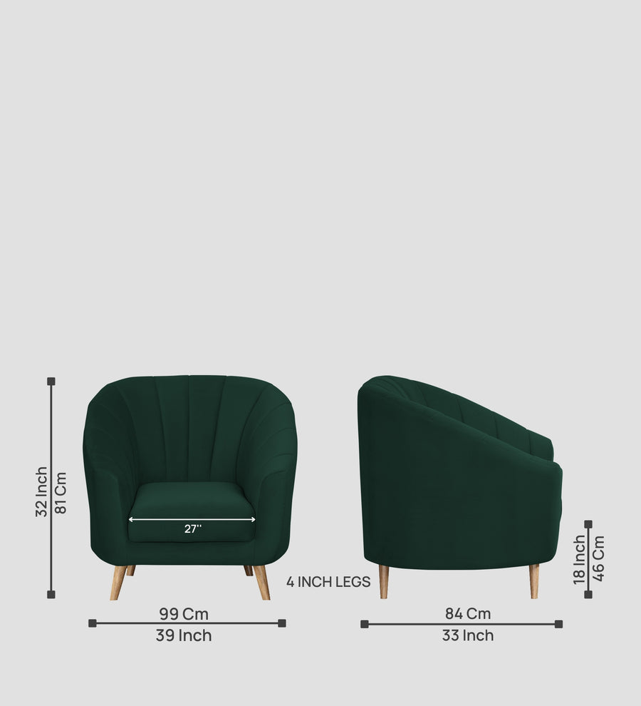 Kaylee Velvet 1 Seater Sofa In Forest Green Colour - Febonic Living