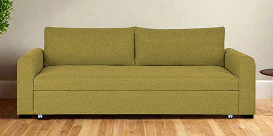 Sigma Fabric 3 Seater Pull Out Sofa Cum Bed In Parrot Green Colour - Febonic Living