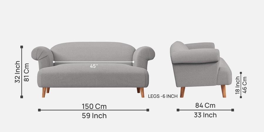 Barber Fabric 2 Seater Sofa In Silver Greyy Colour - Febonic Living