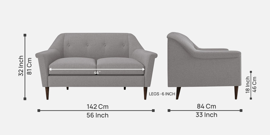 Homer Fabric 2 Seater Sofa In Silver Grey Colour - Febonic Living