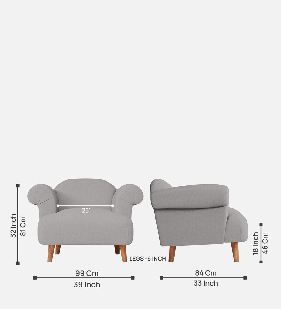 Barber Fabric 1 Seater Sofa In Silver Grey Colour - Febonic Living