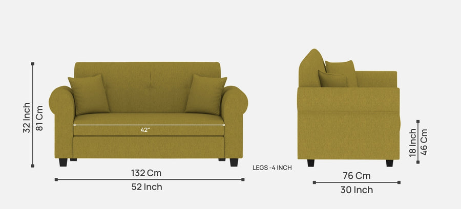 Derado Fabric 2 Seater Sofa In Parrot Green Colour - Febonic Living