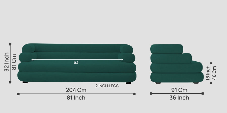 Wener Fabric 3 Seater Sofa In Sage Green Colour - Febonic Living