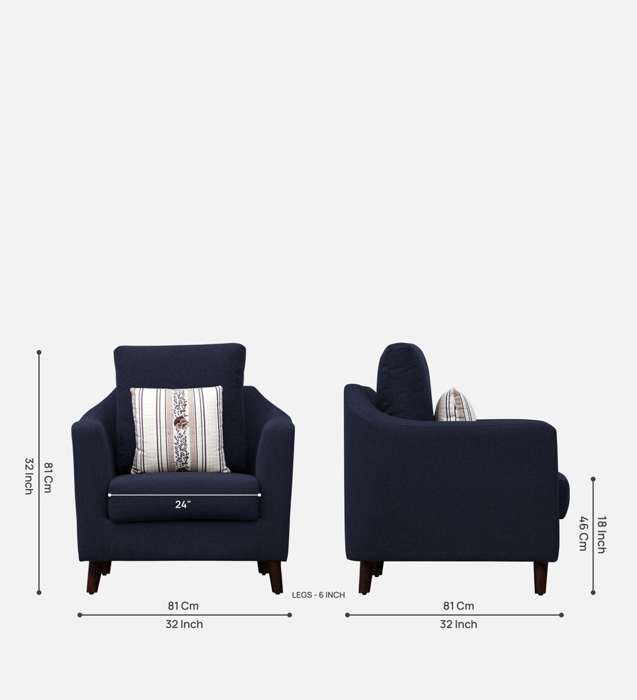 Kevin Fabric 1 Seater Sofa In Royal Blue Colour - Febonic Living